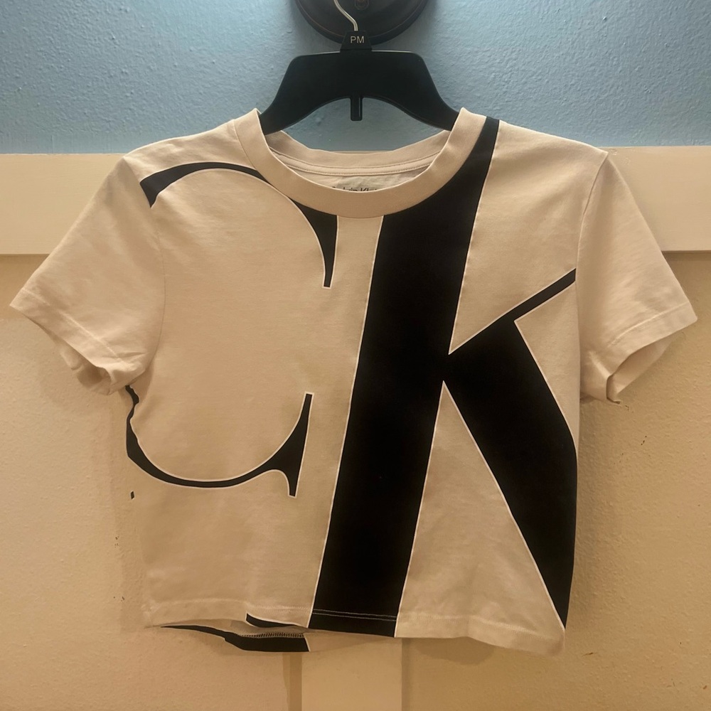 Calvin Klein White and Black Crop Top